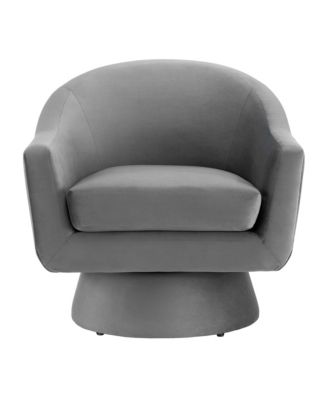 Astral Performance Velvet Fabric and Wood Swivel Chair