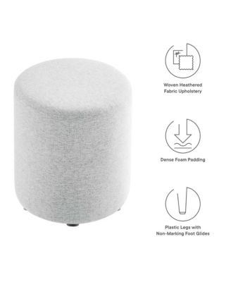 Callum 16" Round Woven Heathered Fabric Upholstered Ottoman