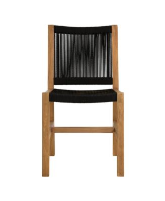 Vienna Outdoor Patio Teak and Rope Armless Dining Chairs, Set of 2
