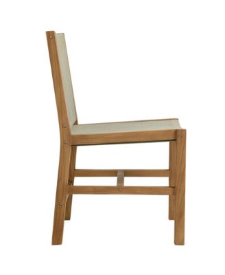 Vienna Outdoor Patio Teak and Rope Armless Dining Chairs, Set of 2