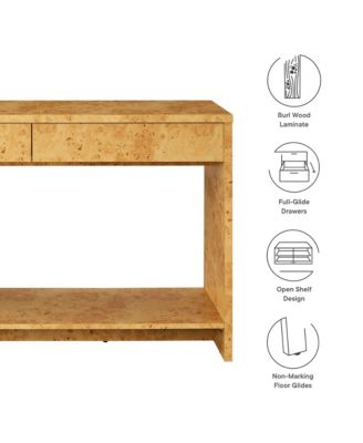 Hudson 2-Drawer Burl Wood Console Table