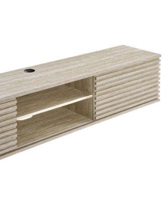 Render 70" Faux Travertine Wall-Mount Media Console TV Stand