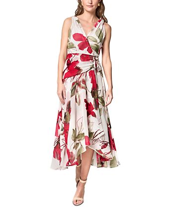 dkny dresses women Women's This DKNY dress features an abstract print DKNY Womens Satin Pleated Wrap