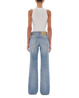 Flora Broken Mid Rise Flare Leg Jeans in Celestial