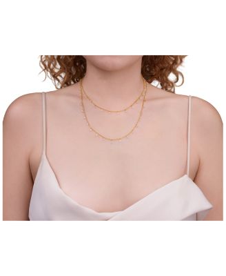 22K Yellow Gold Diamond Rain Long Necklace, 36"