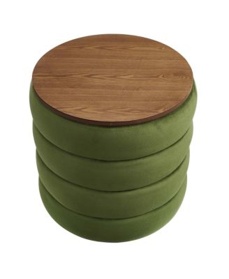 Mezzo Round Performance Velvet Storage Ottoman