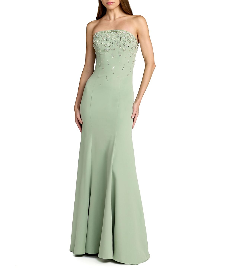 Mac Duggal Strapless Embellished Crepe Mermaid Gown
