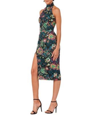 Paige Halter Floral Sequin Midi Sequin Dress