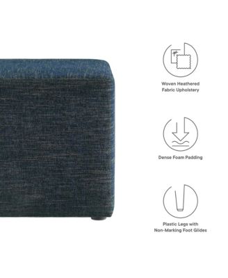  Callum 17" Square Woven Heathered Fabric Upholstered Ottoman
