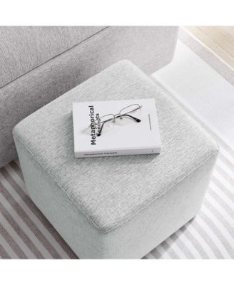  Callum 17" Square Woven Heathered Fabric Upholstered Ottoman