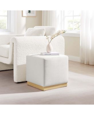  Tilden 17" Square Performance Velvet Upholstered Ottoman