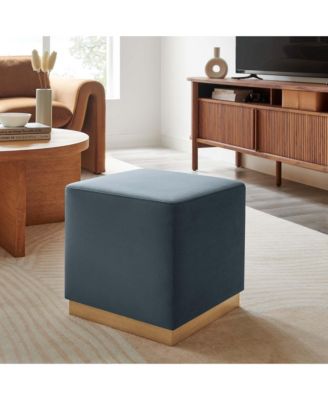  Tilden 17" Square Performance Velvet Upholstered Ottoman