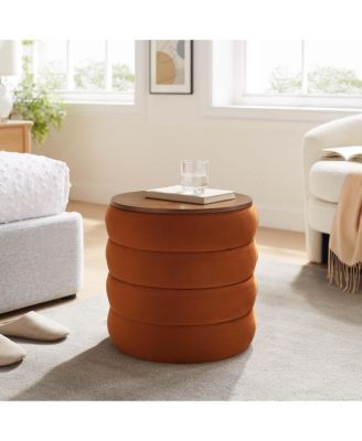 Mezzo Round Performance Velvet Storage Ottoman
