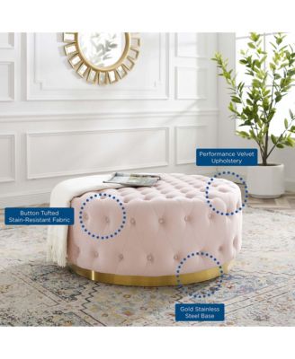 Ensconce Tufted Performance Velvet Round Ottoman