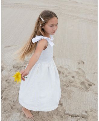  Girls' Linen Bow Shoulder Dress - Little Kid, Big Kid