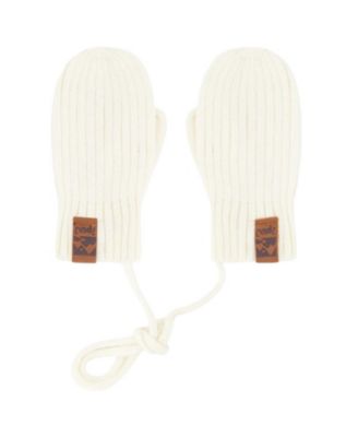 Unisex Rib Knit Mittens with Cord - Baby