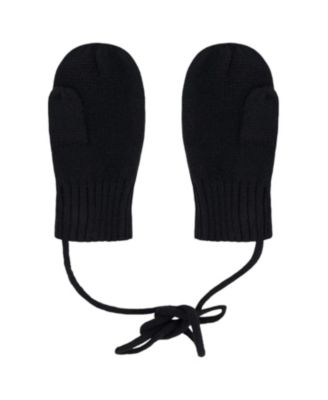  Unisex Rib Knit Mittens with Cord - Baby