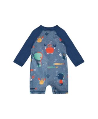Boys' One-Piece Long Sleeve Printed Marine Animals Rashguard - Baby