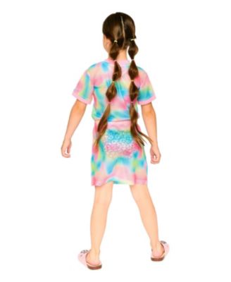 Girls' Mesh Short Sleeves Elastic Waist Beach Dress - Big Kid