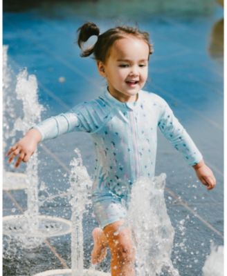 Girls' One-Piece Long Sleeve Seahorse Rashguard - Little Kid