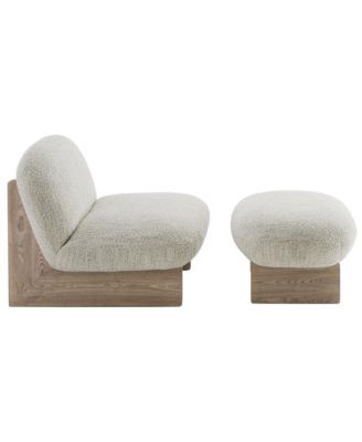  Loyal Boucle Fabric Accent Chair and Ottoman, Set of 2