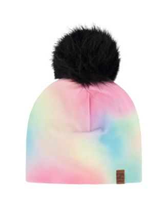  Girls' Stretch Jersey Hat with Pompom - Little Kid, Big Kid