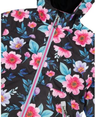  Girls' 3-in-1 Two-Piece Flowers Mid-Season Inner Jacket Outerwear Set - Big Kid