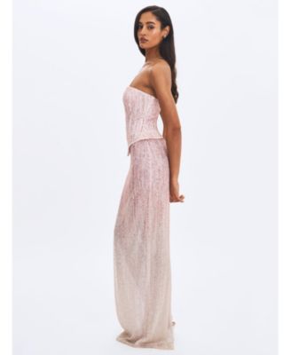  Tosca Beaded Gradient Strapless Maxi Dress