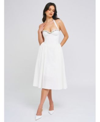  Gianna Embroidered Halter Maxi Dress