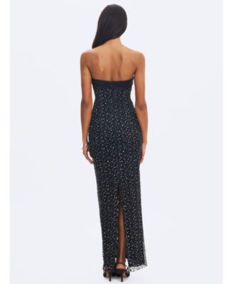  Preslie Satin and Crystal Mesh Sheath Maxi Dress