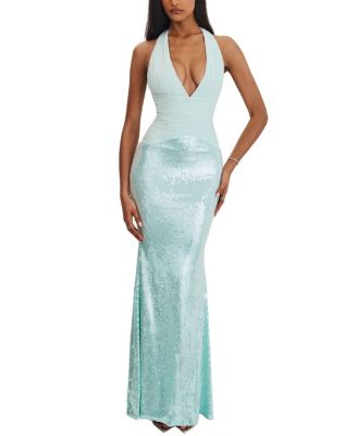  Wendale Sequin Plunging Mermaid Maxi Dress