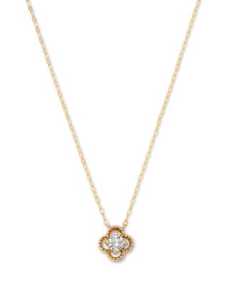 Luxe Collection Lab Grown Diamond Clover Pendant Necklace in 10K Yellow Gold, 17"