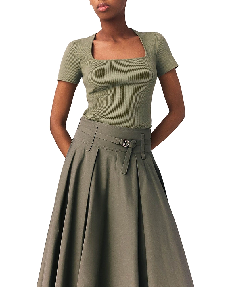 Maje Miyo Ribbed Square Neck Sweater