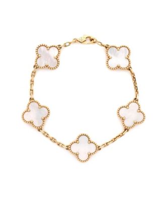  Vintage Alhambra 5 Motifs Bracelet 18K Gold and Mother of Pearl