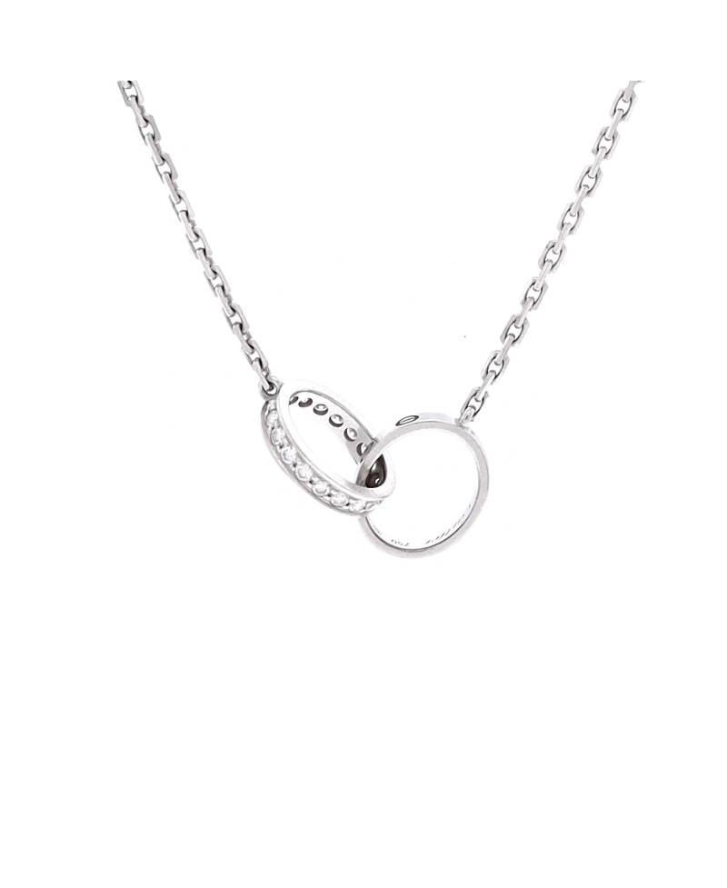 Pre-Owned Cartier Love Interlocking Necklace 18K White Gold and Diamonds, 17"