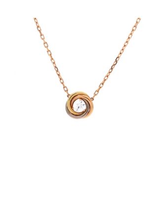  Trinity Diamond Pendant Necklace 18K Tricolor Gold and Diamond, 16"