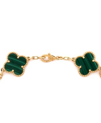  Vintage Alhambra 5 Motifs Bracelet 18K Gold and Malachite