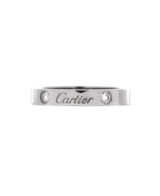  3mm C de Cartier 2 Diamonds Wedding Band Ring Platinum with Diamonds