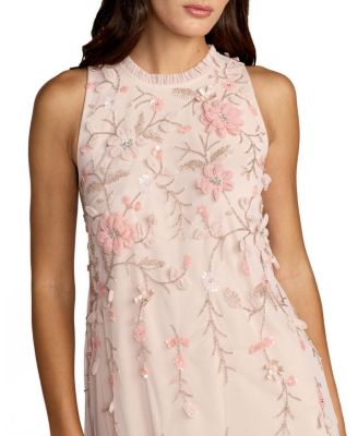  Embellished Ruffle Tiered High Neck Floral Dress