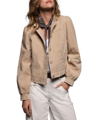  Women's Suede Puff Sleeve Jacket