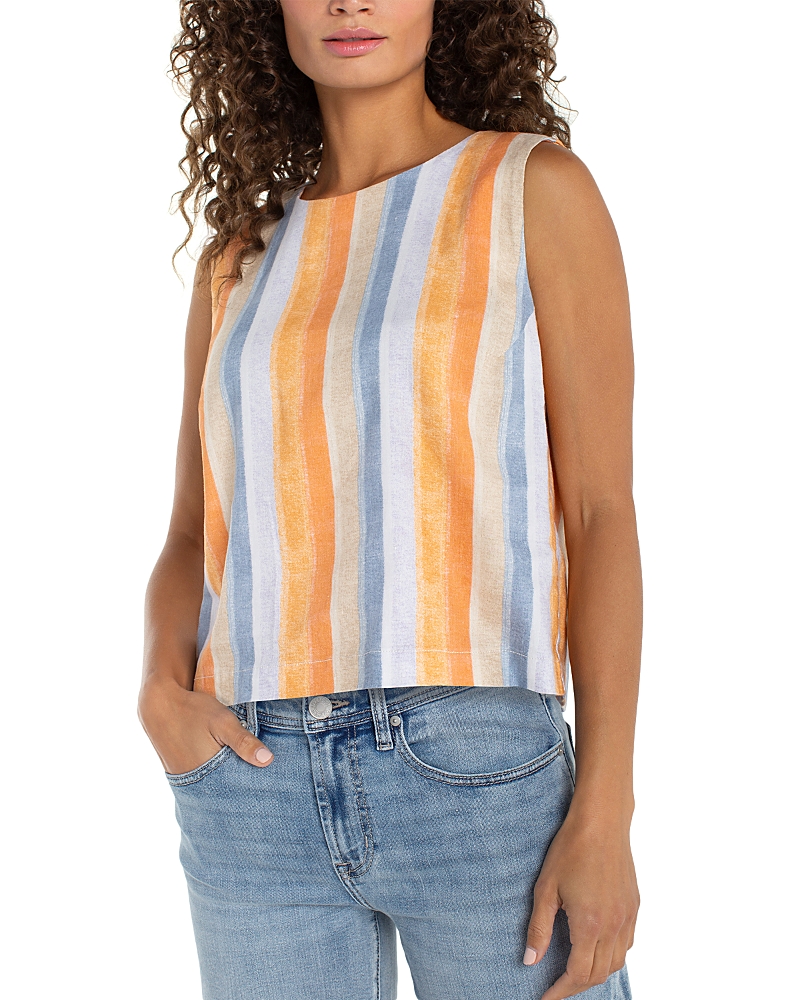 Liverpool Los Angeles Sleeveless Shell Top with Button Back