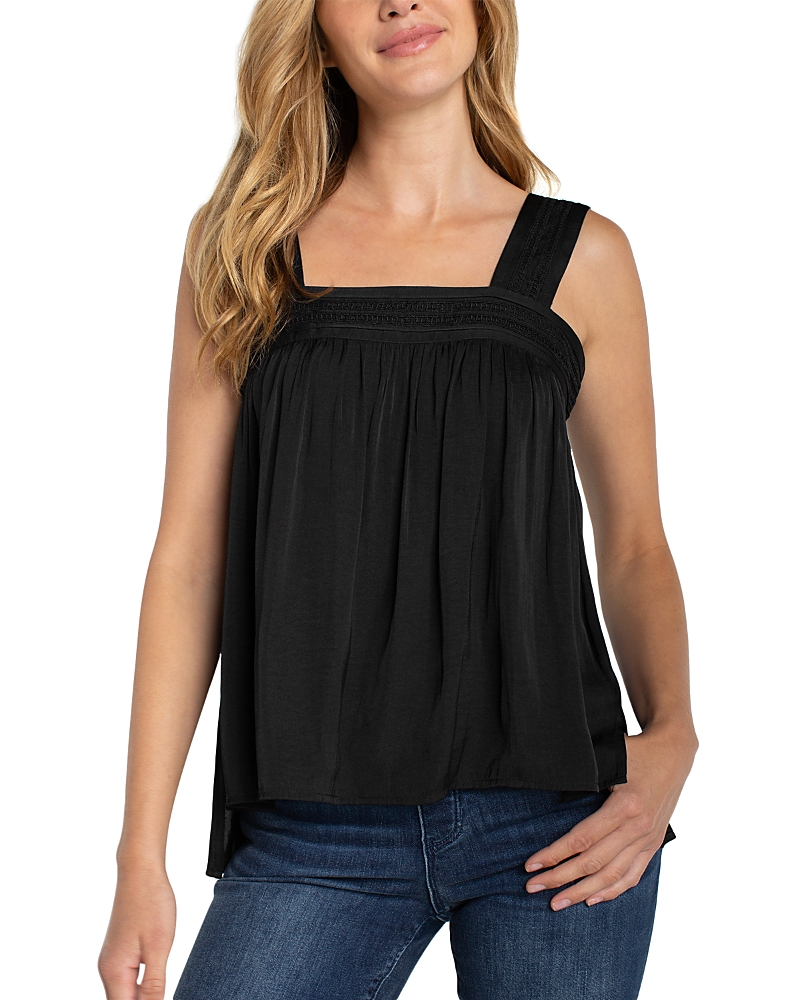 Liverpool Los Angeles Sleeveless Woven Top with Pintuck Straps