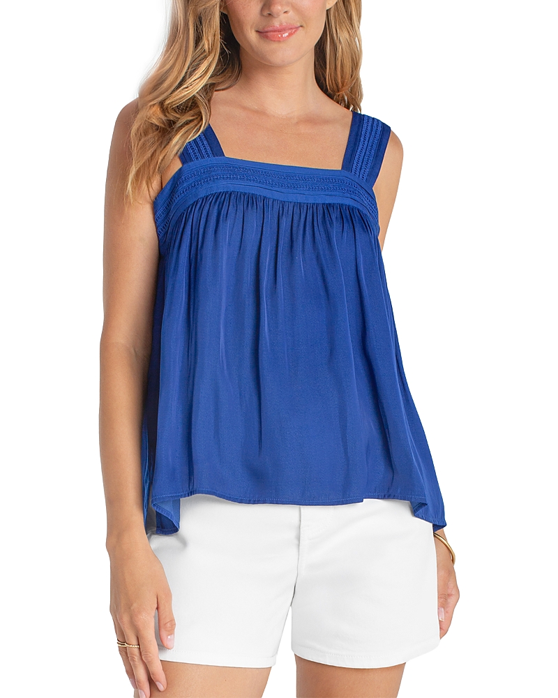 Liverpool Los Angeles Sleeveless Woven Top with Pintuck Straps