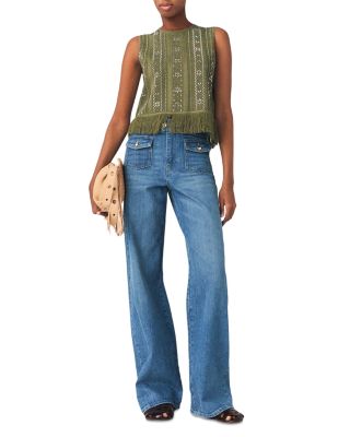 Lilurex Fringed Rhinestone Flower Top