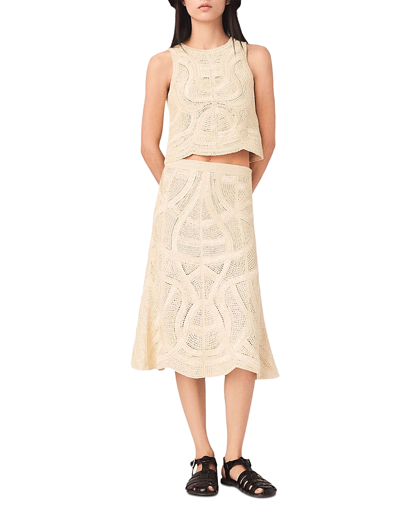 Maje Jight Crochet Midi Skirt