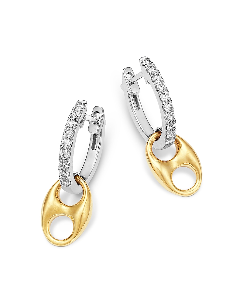 Bloomingdale's Fine Collection Diamond Mariner Link Hoop Drop Earrings in 14K Gold, 0.25 tcw
