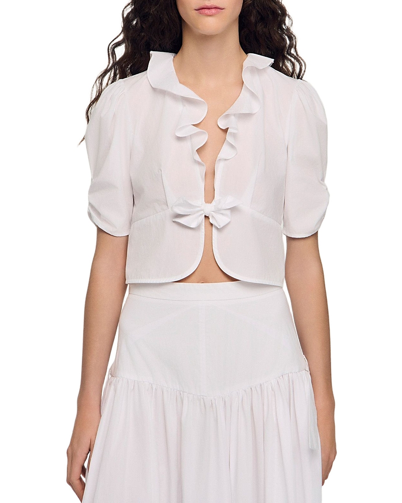 Sandro Aleo Ruffle Tie Front Top