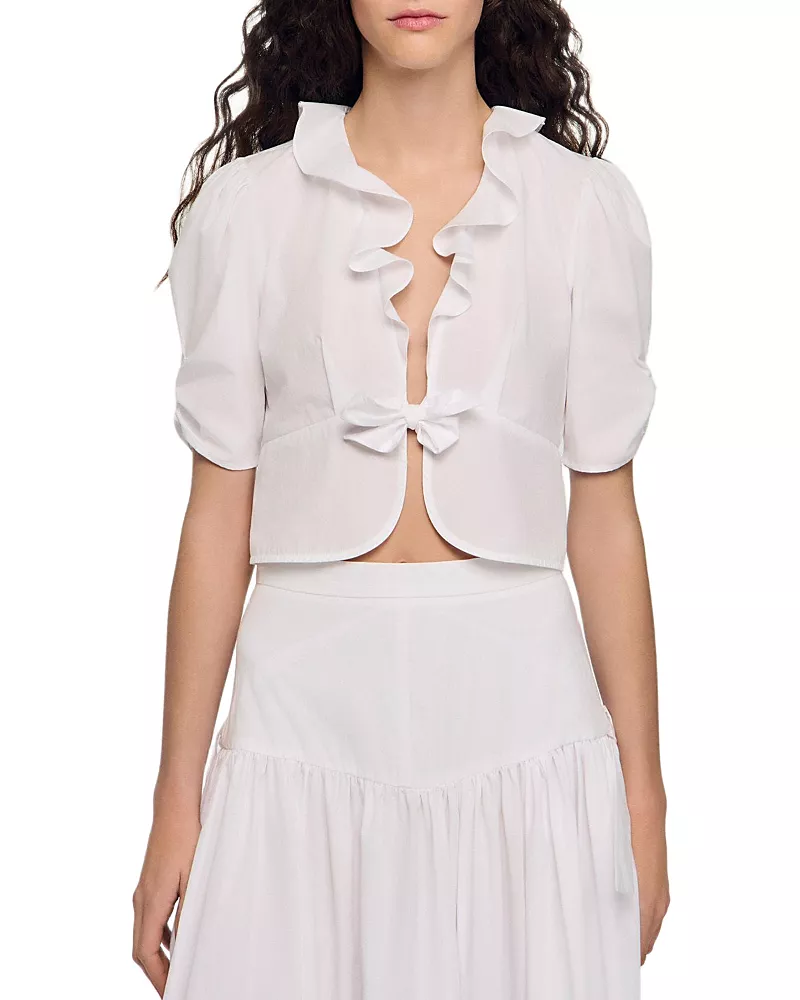 Sandro Aleo Ruffle Tie Front Top