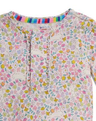 Girls' Bunny Blossom Magnetic Ruffled Long Sleeved Pajama Set - Little Kid, Big Kid