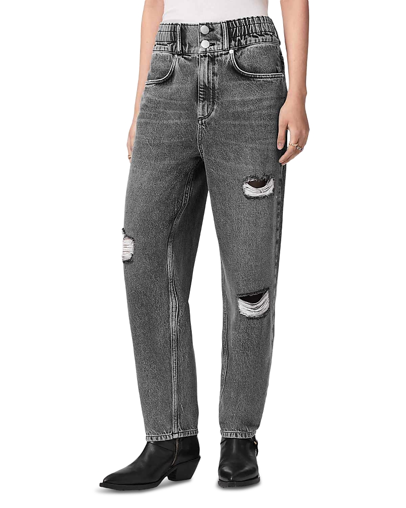 Allsaints Daisy High Rise Tapered Jeans in Washed Grey
